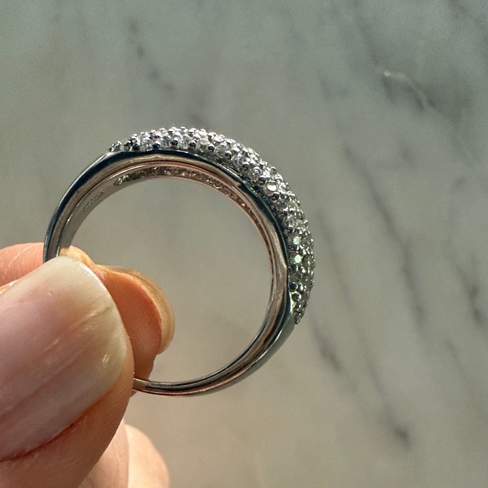 Freida Rothman Size 8 Silver Pave Ring - Picture 2 of 6